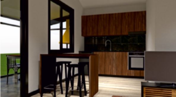 54 m² 1-Bedroom Veranda Living Space with Open Kitchen