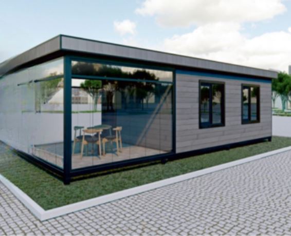 43 m² Living Space with Veranda and Guillotine Glass: Luxury & Spacious Modular Home