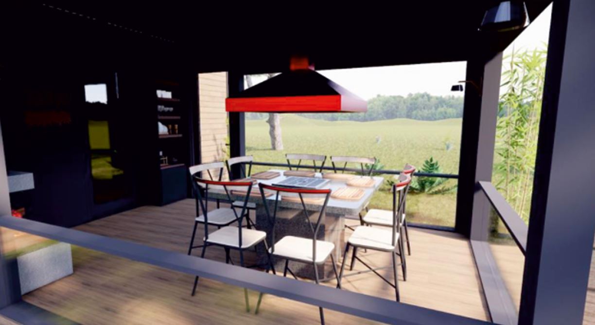 Villa-Side Cabin with Fireplace and BBQ: Luxury Garden and Social Living Space