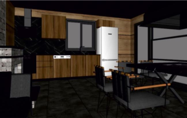 30 m² Living Space with Fireplace, Kitchen, and BBQ Area